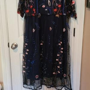 Plus size mid-length navy dress